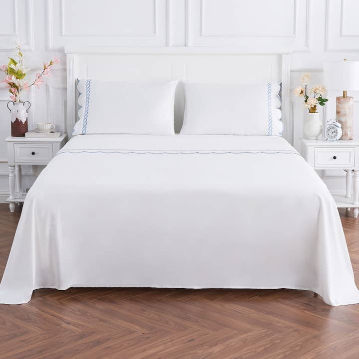 Mélange Home - Wholesale Sheet Set - 600 Thread Count Scallop Rope Embroidered Cotton Sheet Set3