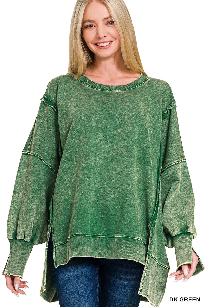 42POPS - Wholesale Sweatshirt - Women's - Split Cuff Washed Oversized Sweatshirt20