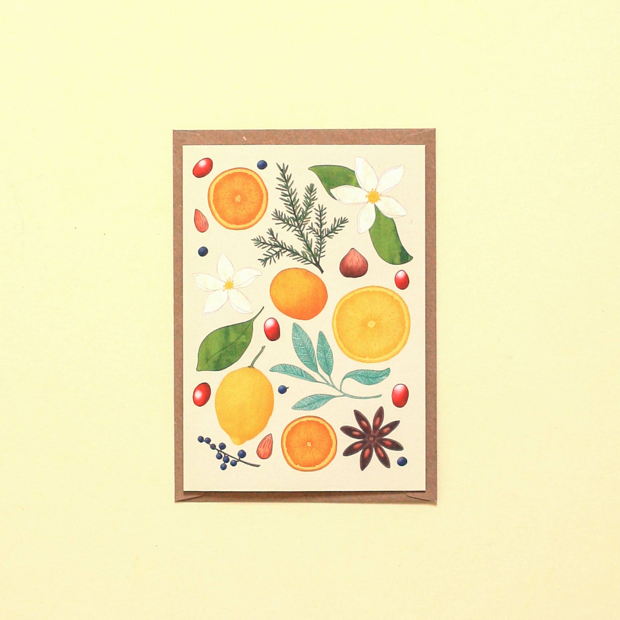 Cathryn Worrell Art and Illustration – wholesale Everyday greeting card – Oranges and Lemons card (cream)