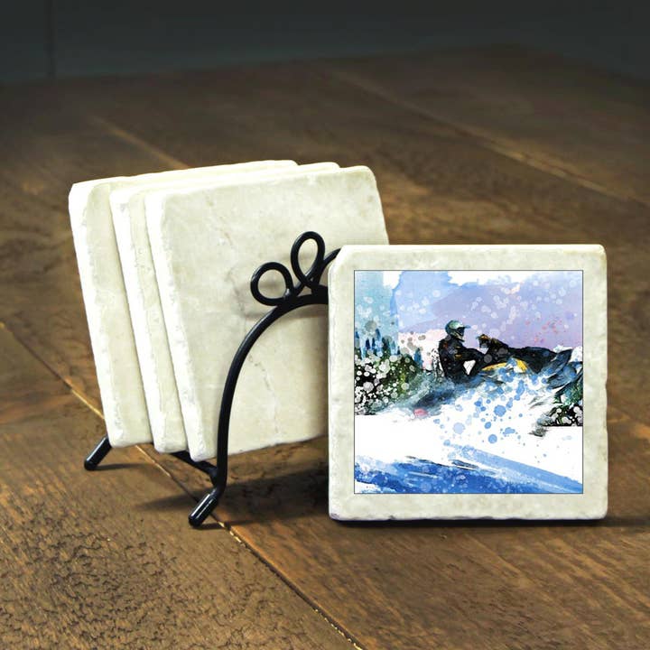 CM3227 (CM764) - Bases para Bases de Mármore Watercolor Snowmobile por atacado de Paint The Town