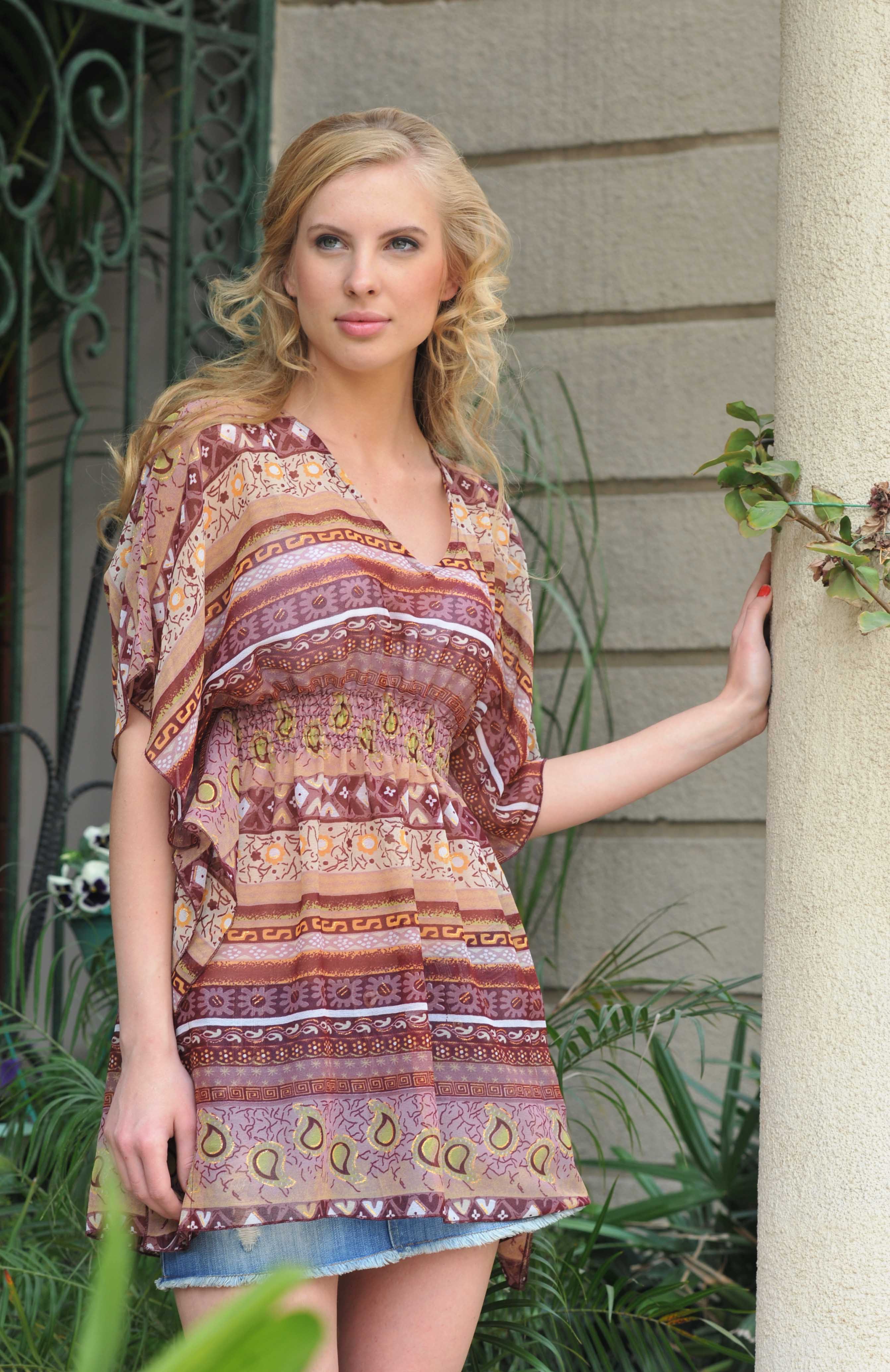 Beige La Moda Exclusive Prints Kaftans and Summer Apparel for wholesale on Faire0