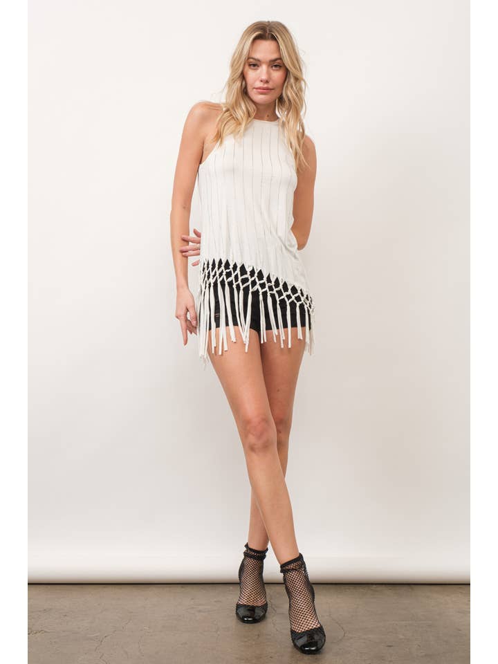 Blue B - Wholesale Tank Top - Women's - 34510T-Rhinestone Hotfix Studded Stripe Jersey Tank