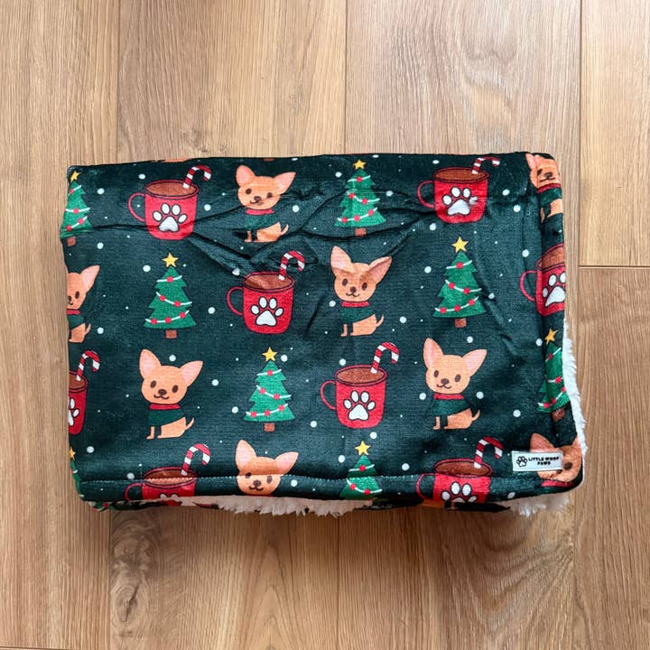 Coperta per cani natalizia verde per la vendita all'ingrosso da parte di Littlewoofpaws