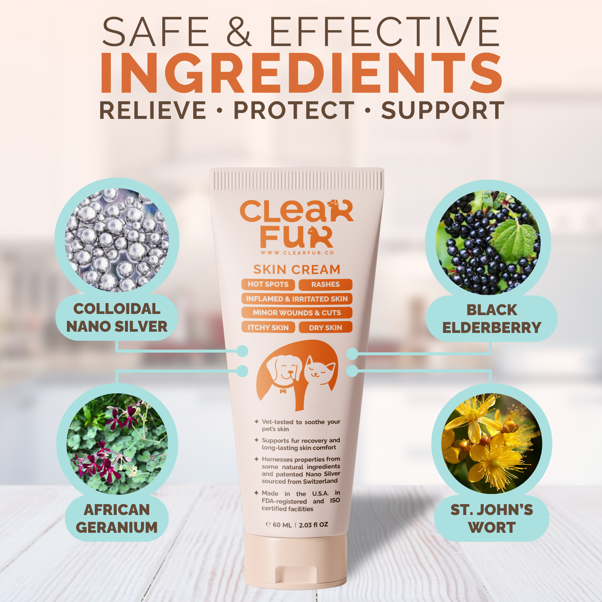 ClearFur - Wholesale Pet Paw Protection - Hot Spot & Itch Relief Cream for Dogs & Cats 2oz4