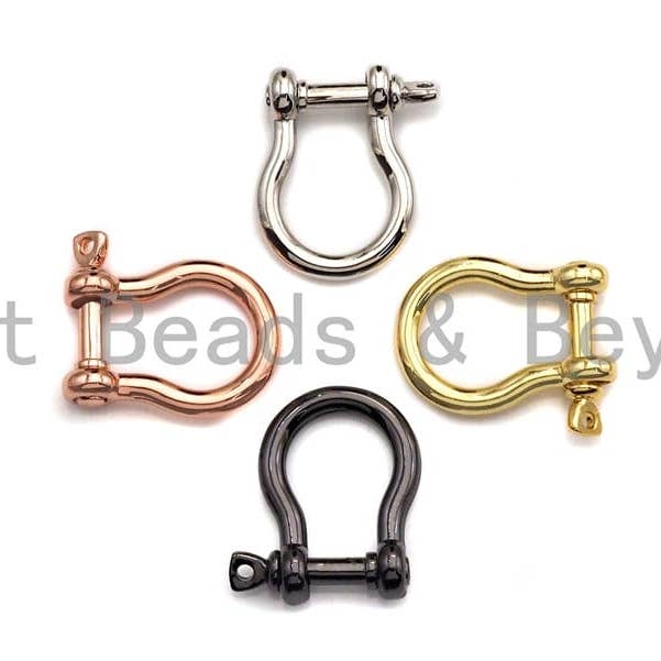 Fermoir à verrouillage en forme de U, fermoir pavé CZ, fermoir mousqueton argent/noir/or rose/or, 15 x 19 mm, sku #H218 pour la vente par BestBeads&Beyond