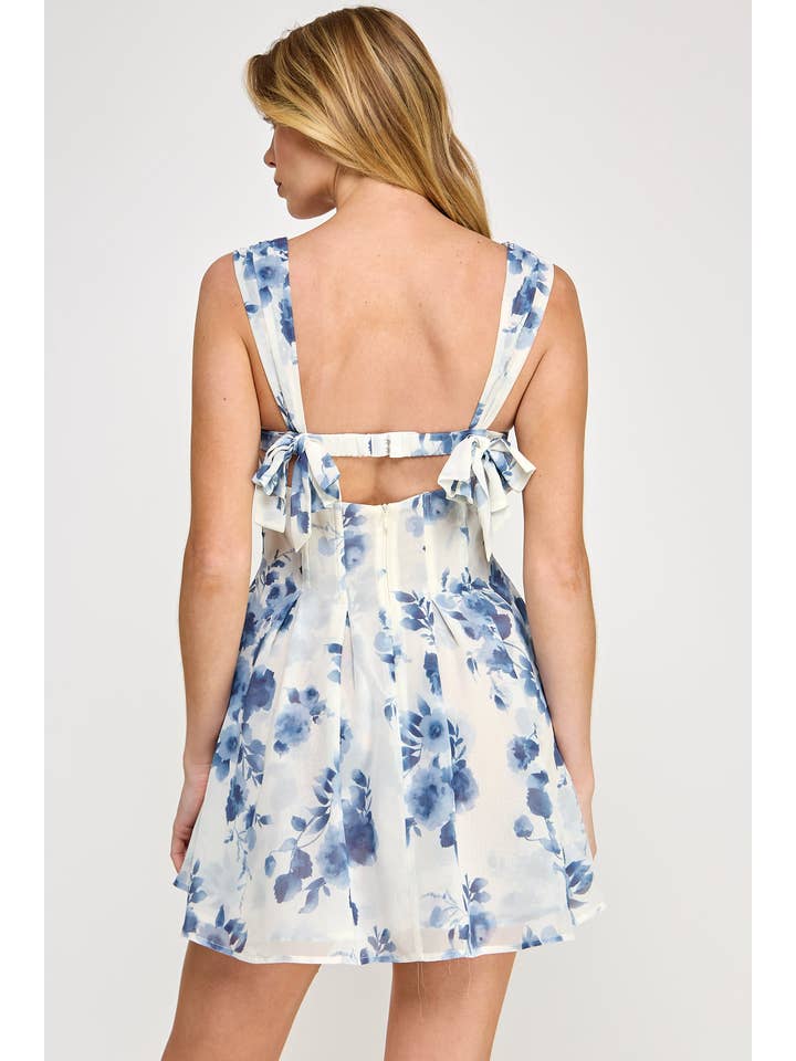 Vestis M - Wholesale Dress – Women's - Bloom Mini Dress - Chiffon Floral Ribbon Corset8