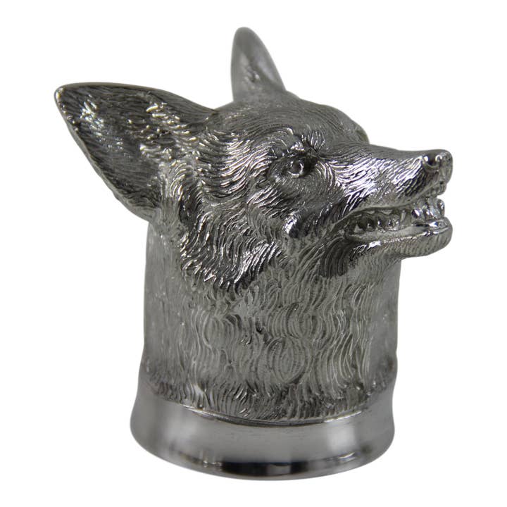 Corbell Silver - Wholesale Jigger - Fine Quality English Pewter Fox Head Jigger. SKU #: C1731.1