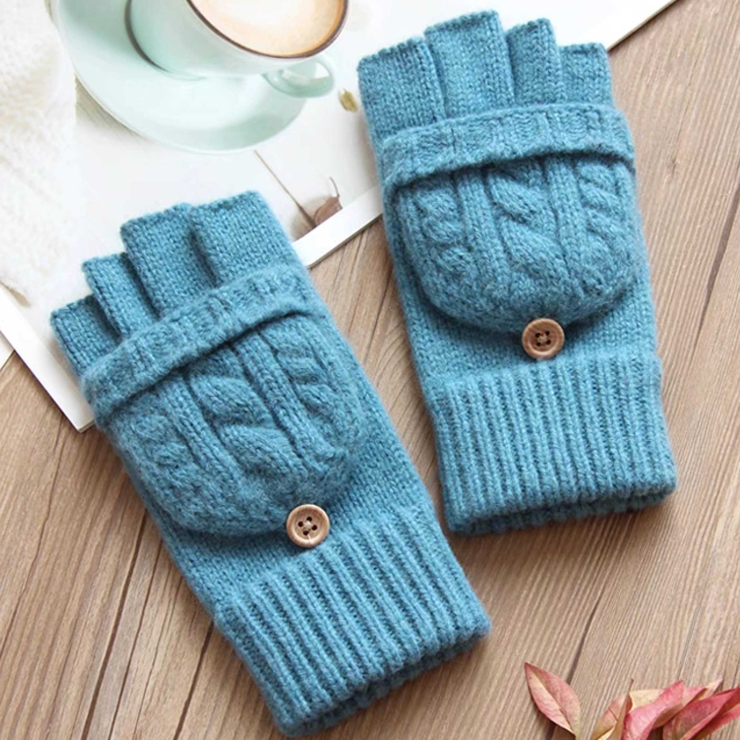 Happy Knits - Wholesale Gloves - Women's - Flip-Cover Wool Gloves for Women - Fingerless Winter Gloves5