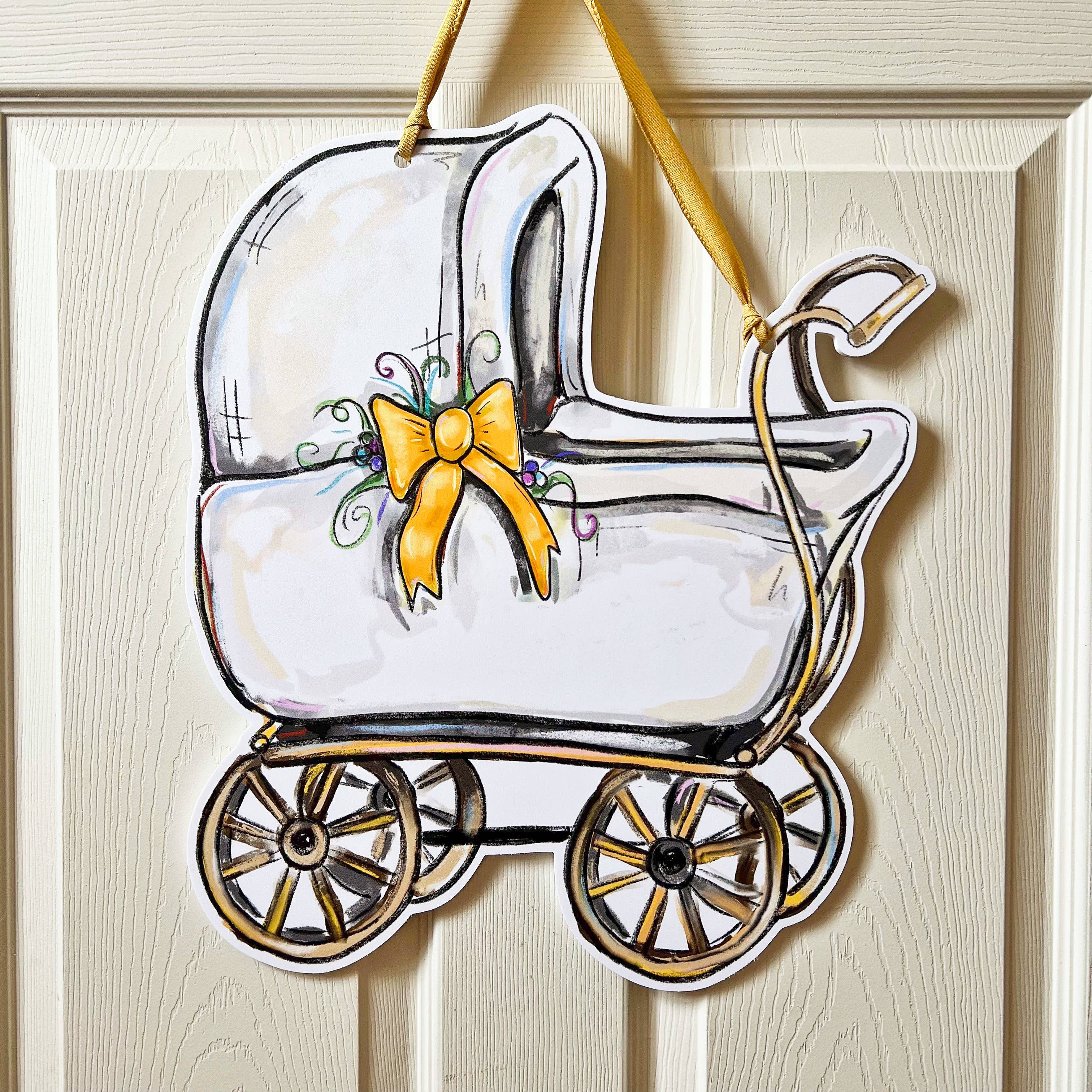 Baby Carriage Door Hanger - Color Options for wholesale by Home Malone