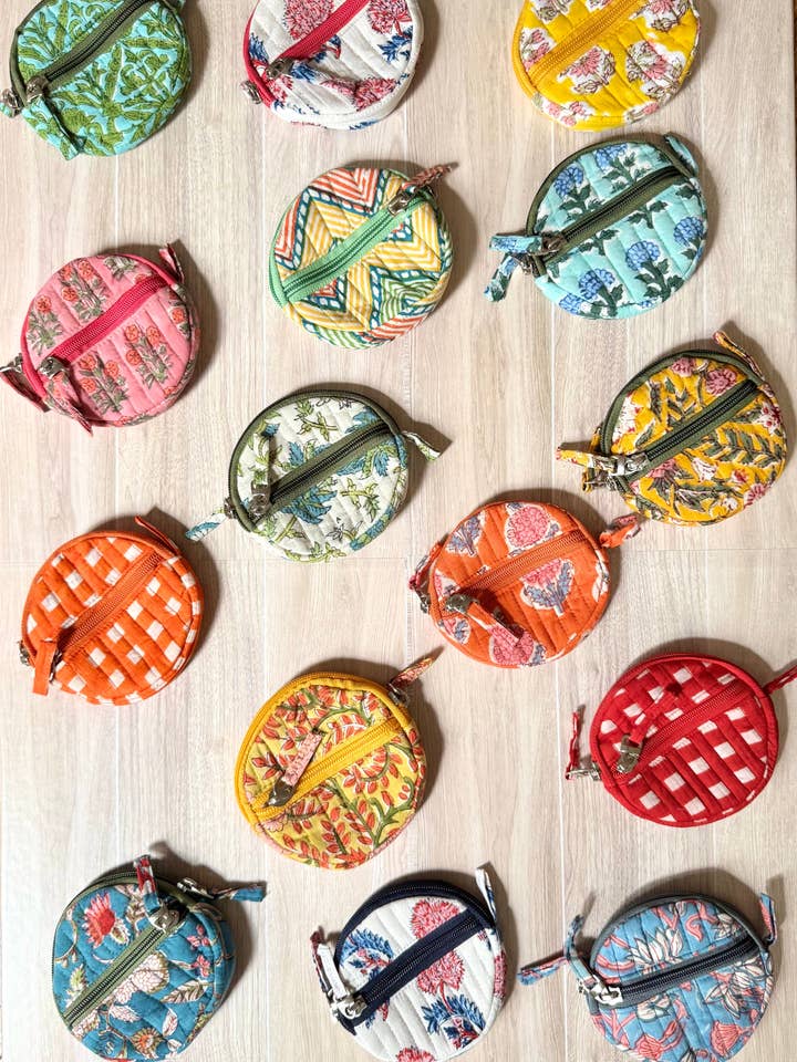 Bundle Deal for Assorted Block print Quilted Change/Coin Purse - Set of 5/10/20 pcs for wholesale by House of Mulmul LLC