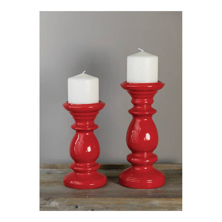 Manual Woodworkers and Weavers, Inc. - Wholesale Candle Holder - Camden Red Ceramic Candle Holder Large S/21