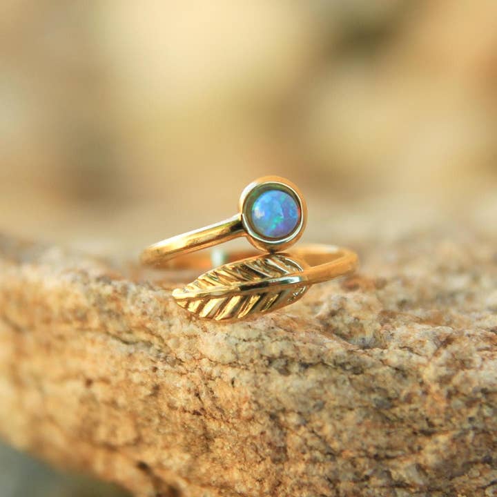 Gold Leaf Opal Ring for wholesale by Bo and Ho