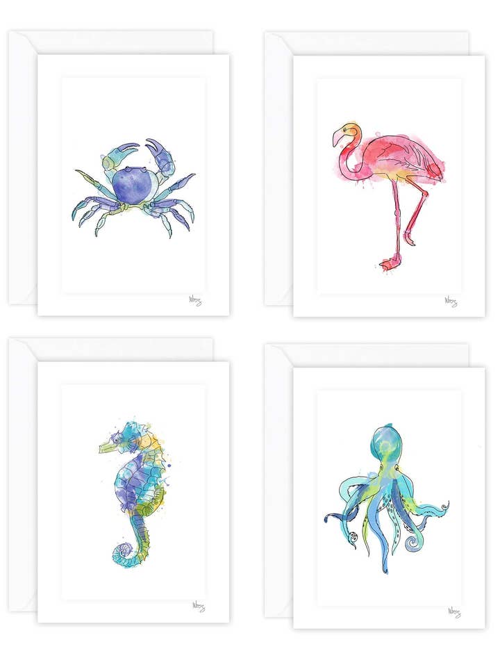 Kystnære lykønskningskort sæt for engroshandel hos M Design Studio Gifts