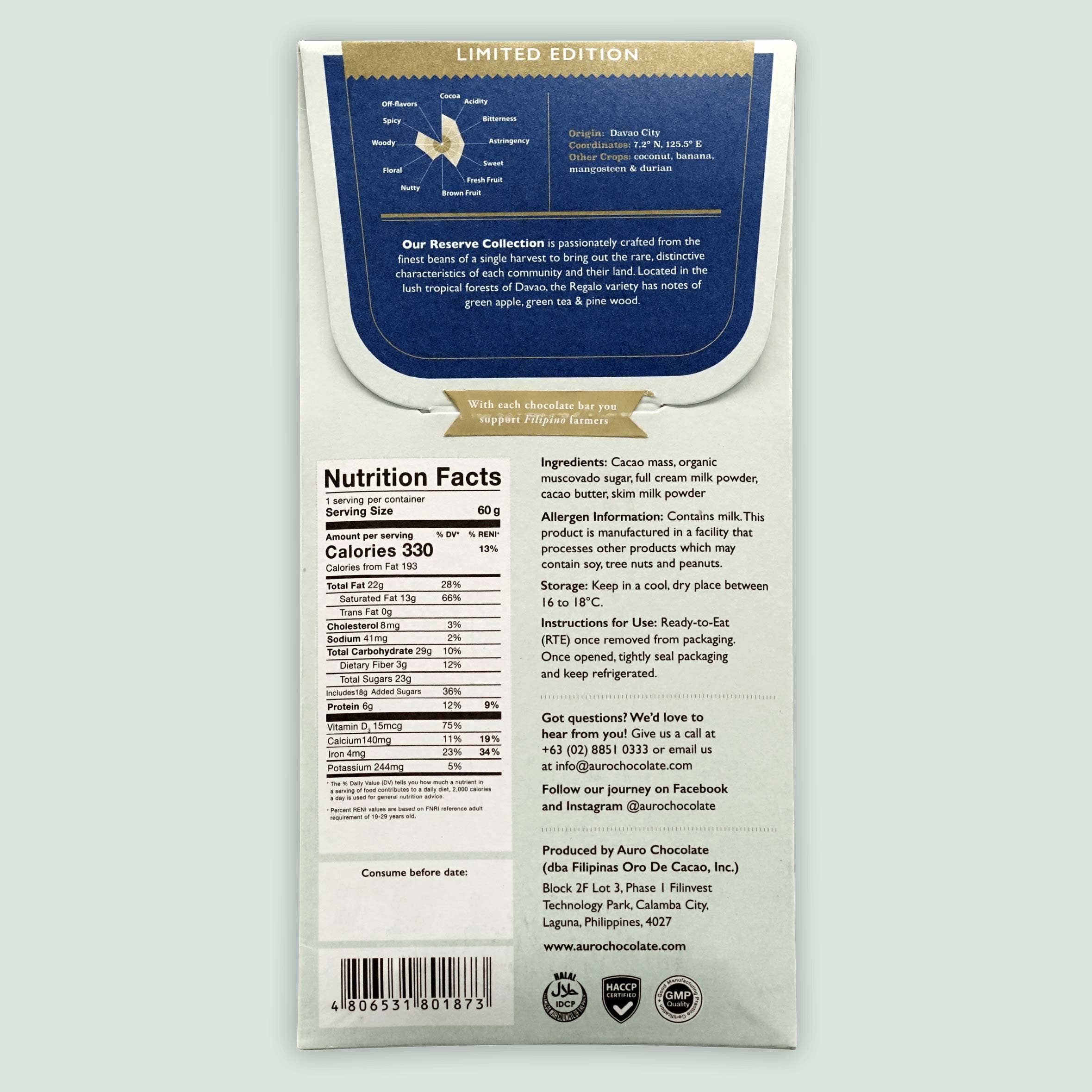 Bar & Cocoa Chocolate - Wholesale Chocolate Bar - Auro Reserve Regalo Dark Milk Chocolate Bar 50%1