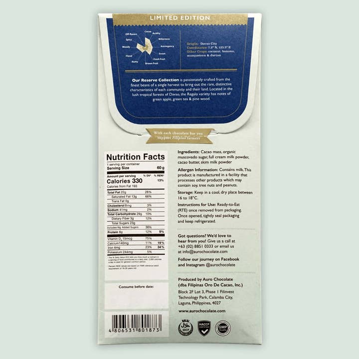 Bar & Cocoa Chocolate - Wholesale Chocolate Bar - Auro Reserve Regalo Dark Milk Chocolate Bar 50%1