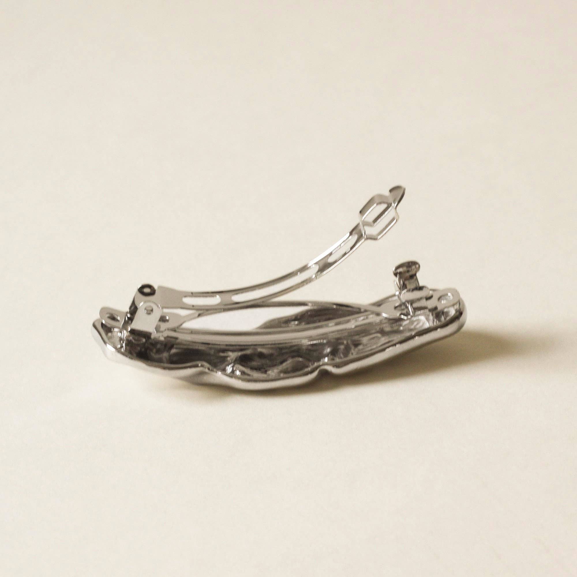 nar'sha - Wholesale Barrette - Women's - Textured Metal Barrette Hair Clip | Silver1