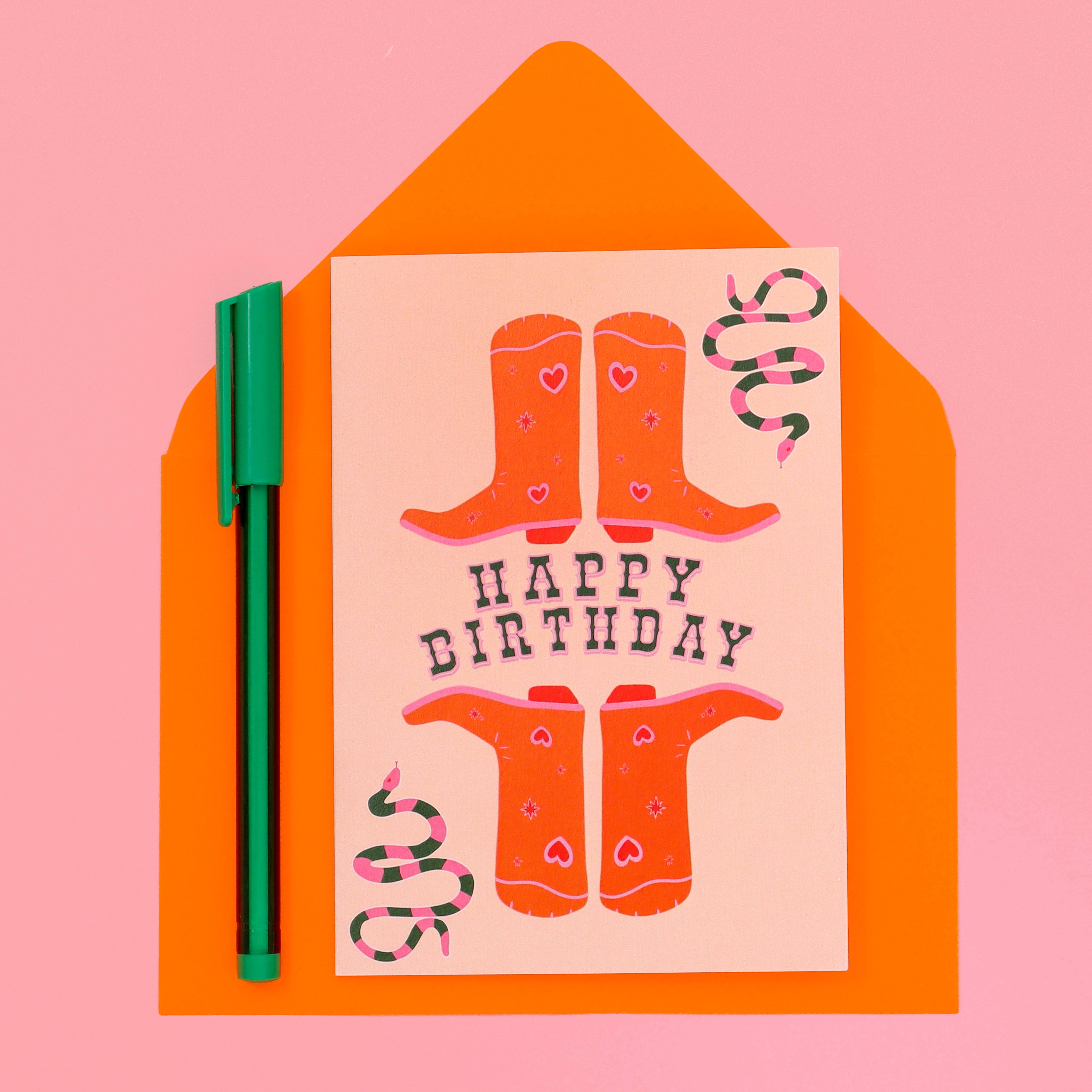 Maddison Ball Creative - Wholesale Birthday Card - A6 Happy Birthday Cowgirl Boots Card2