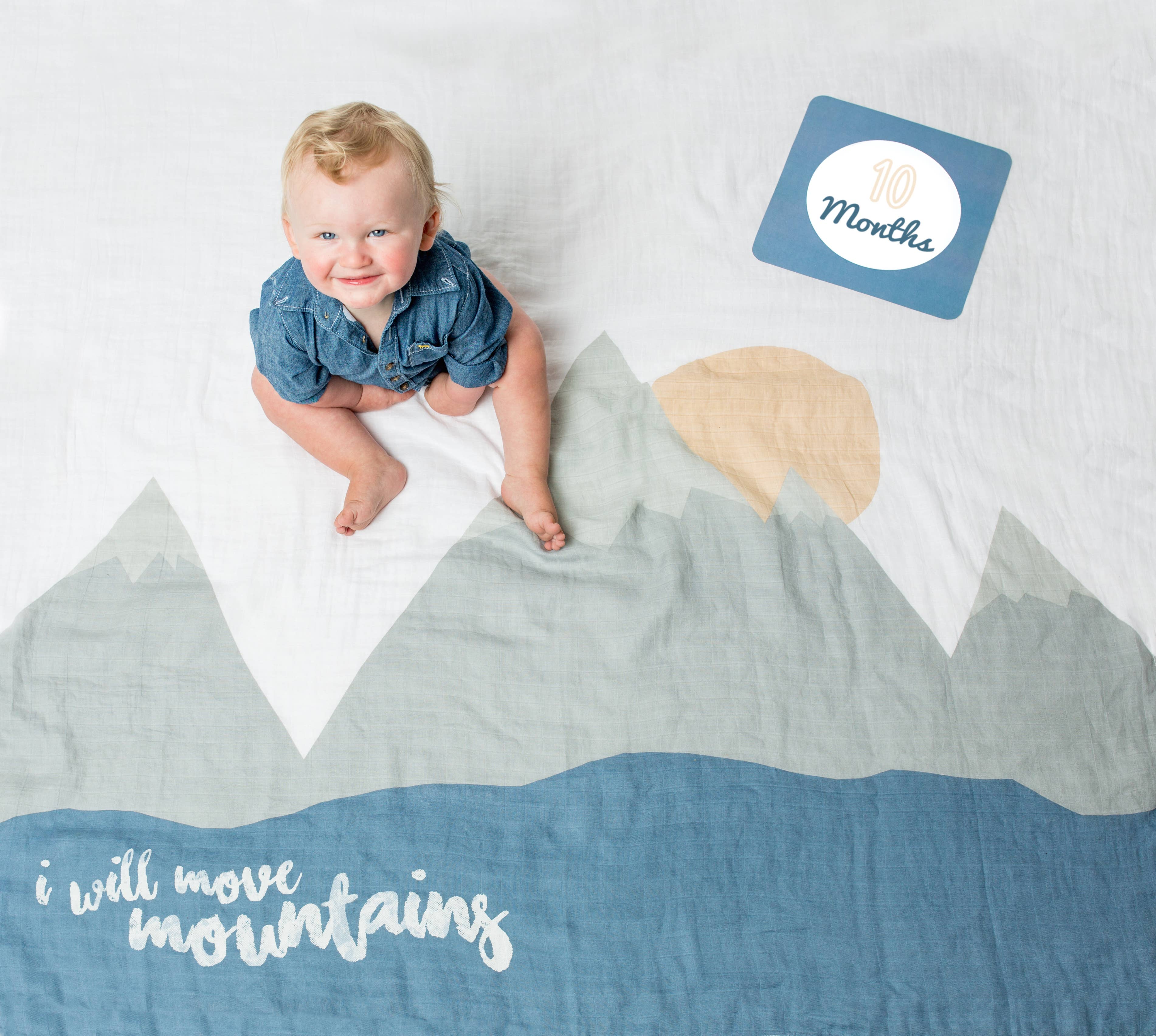 Lulujo Baby - Wholesale Swaddle - Baby - Baby’s 1st Year Swaddle & Milestone Card Gift Move Mountains6