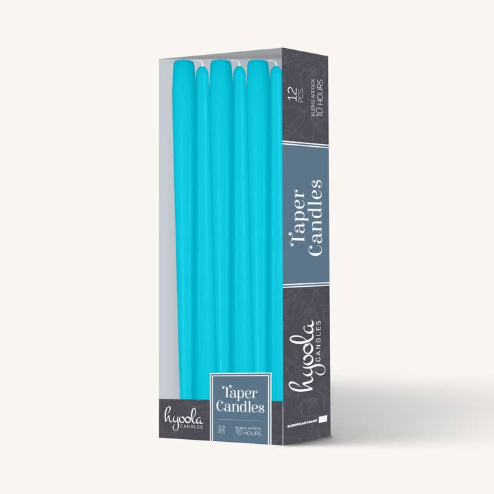 Hyoola Candles - Wholesale Tapered Candle/Candlestick - Turquoise Taper Candles - 12 Inch - 12 Pack