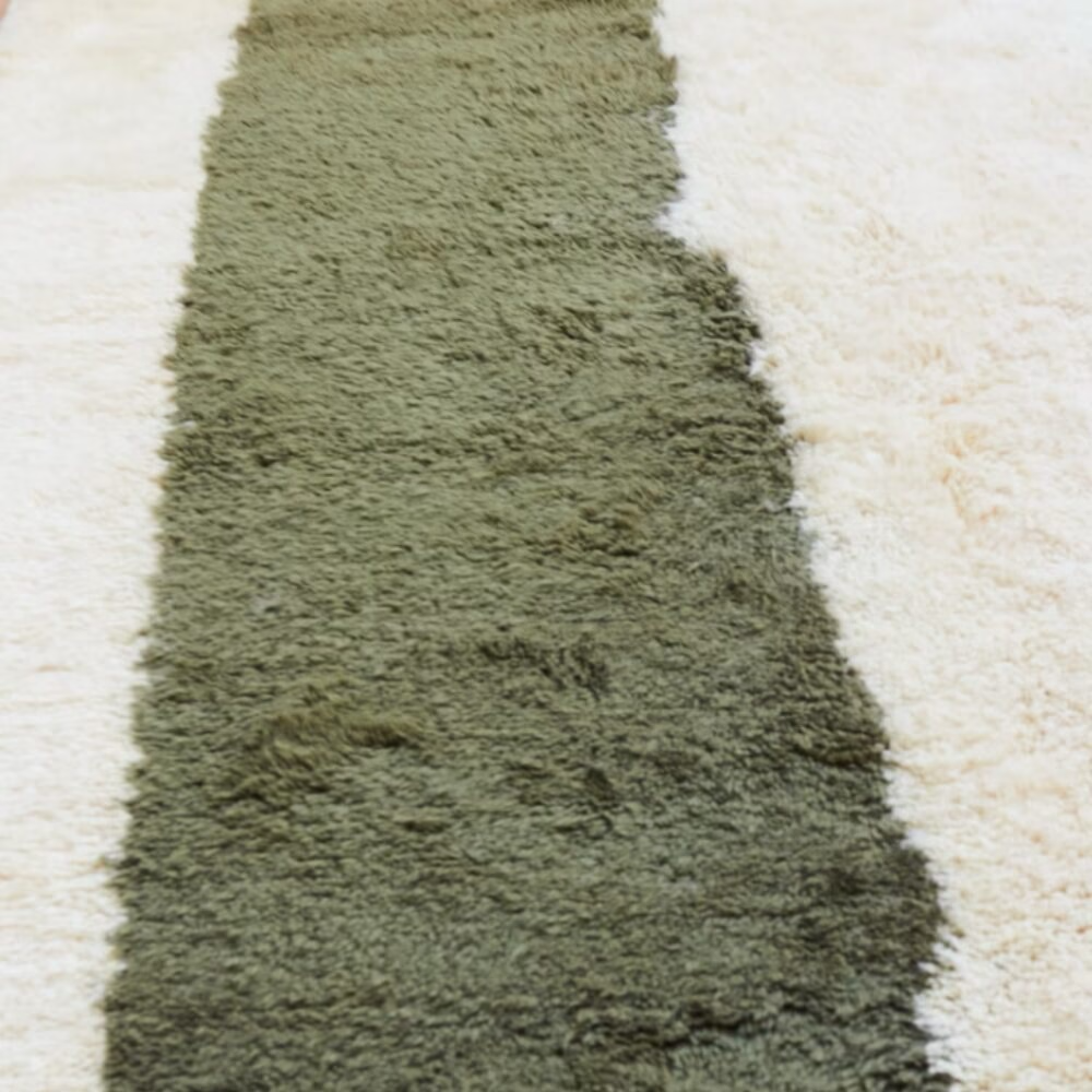 High crafty – wholesale Area rug – Handwoven Berber Boheme Rug – Natural Cream with Green Accen1