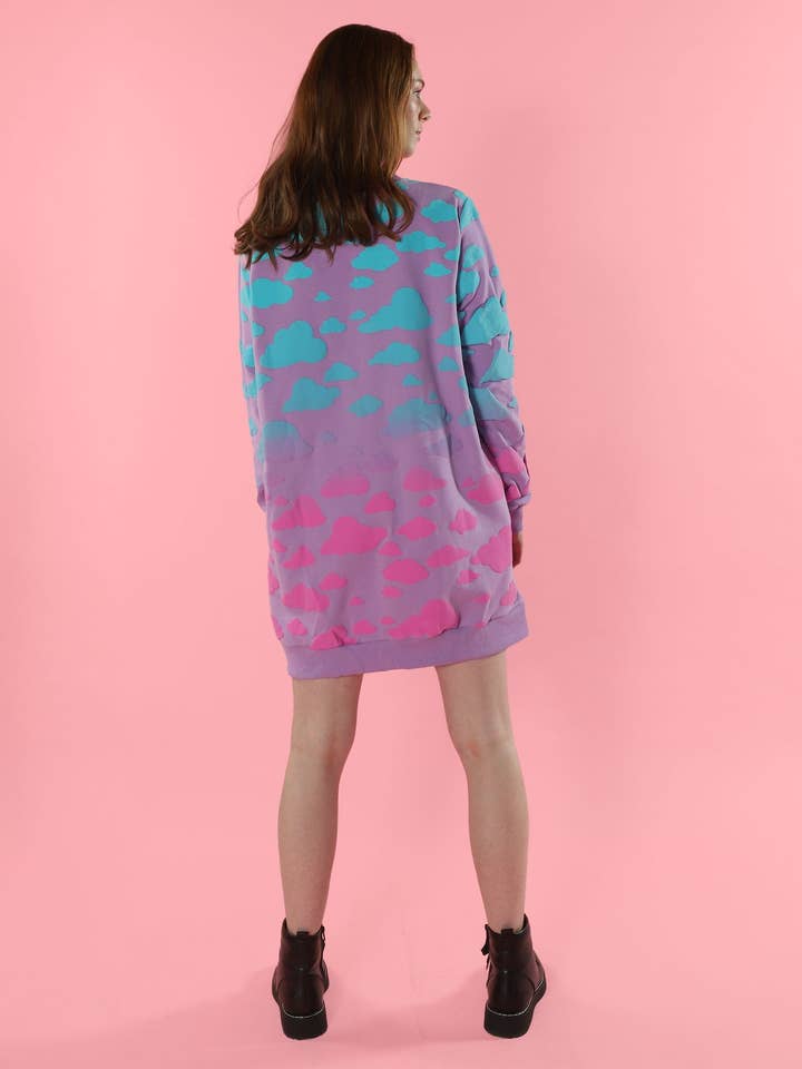 Pretty Snake - Wholesale Dress - Women's - Purple Puff Cloud Kitty Sweatshirt Dress