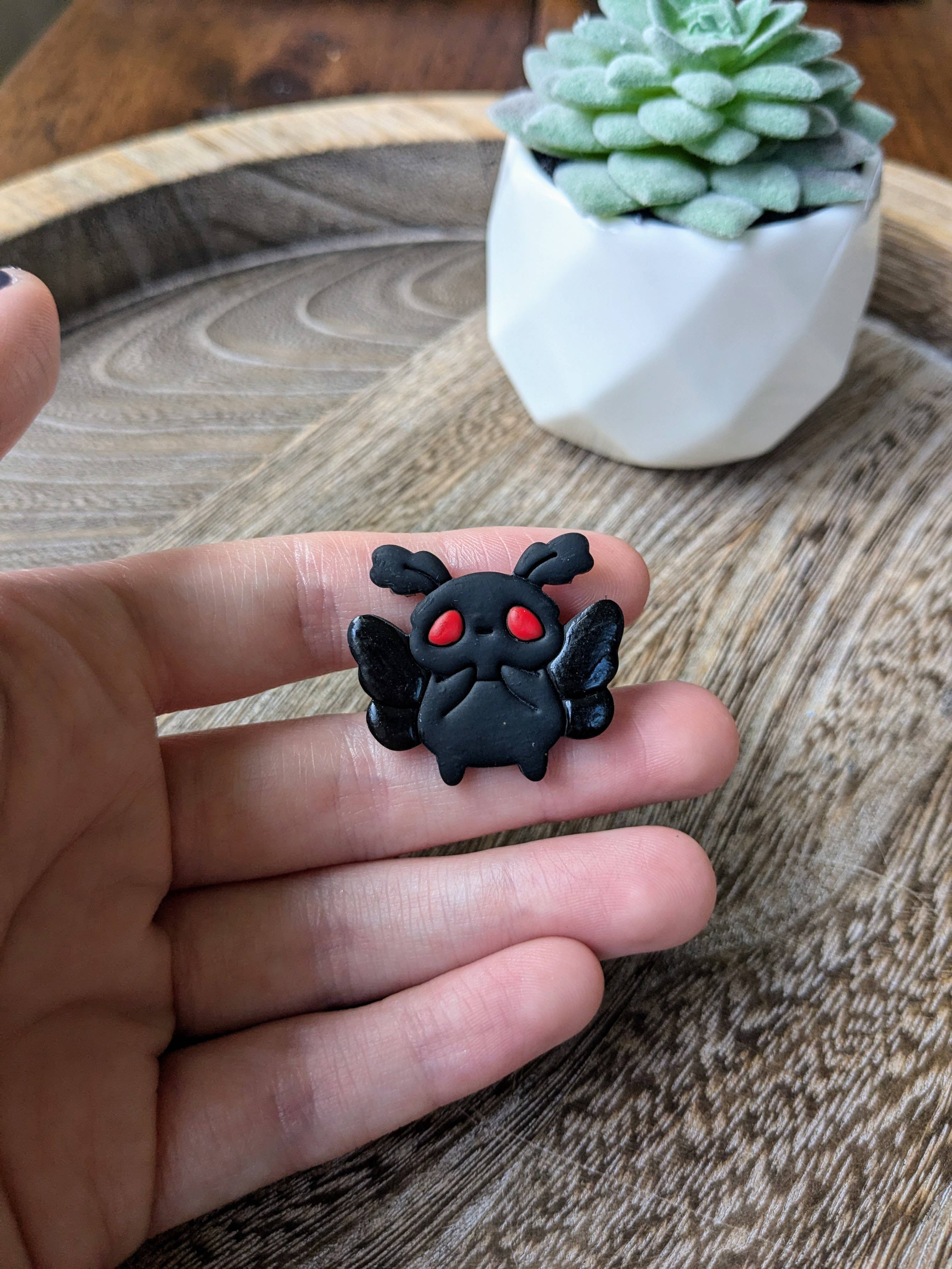 Stag and Branch - Wholesale Lapel Pin/Button - Moth Man Polymer Clay Pin1