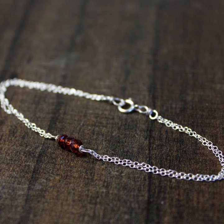 Pulsera de plata de ley con tres piedras preciosas para venta al por mayor de Rebecca Anne Handmade