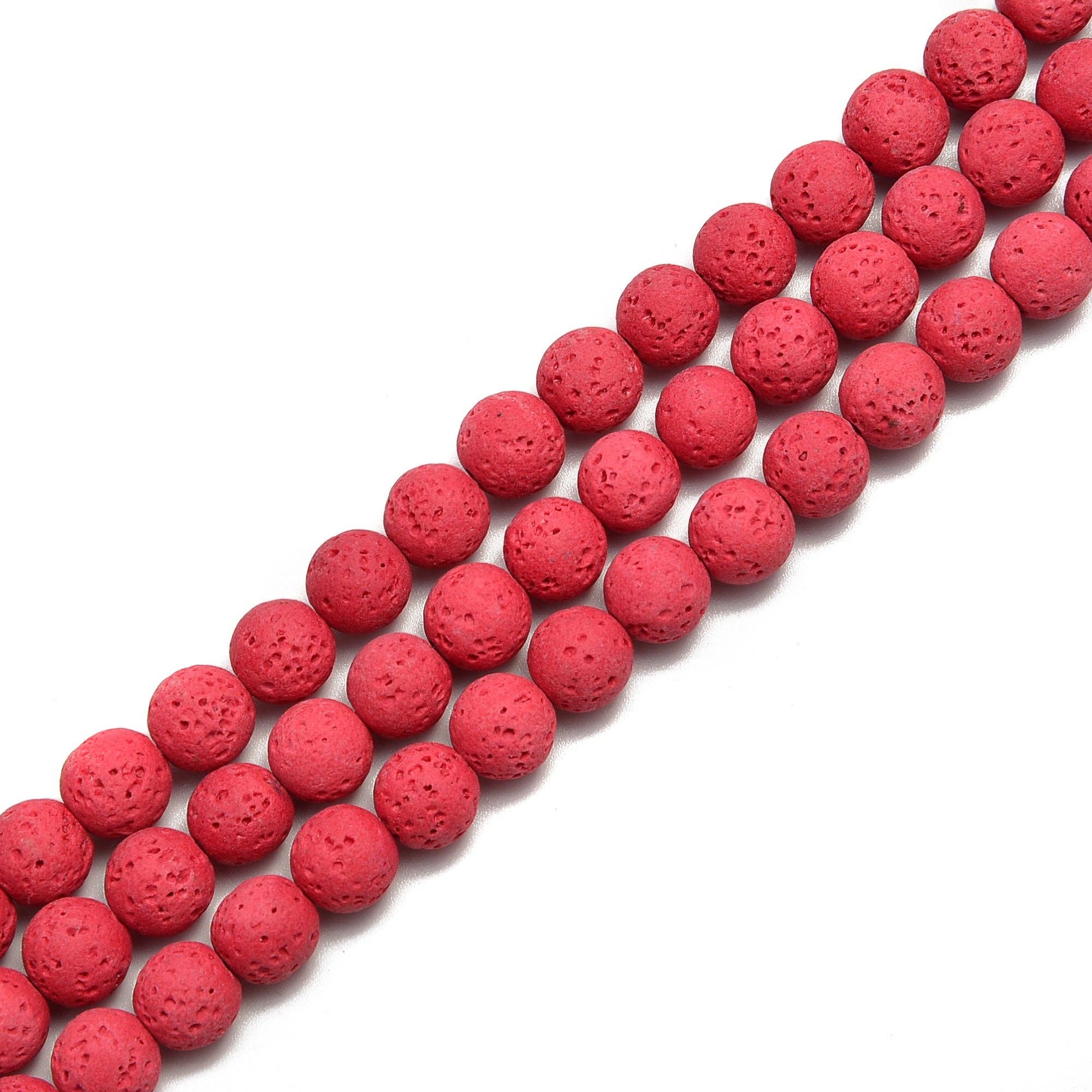 CRCBEADS - Wholesale Beads - Bright Red Lava Rock Stone Beads 6mm 8mm 10mm 15.5" Strand0