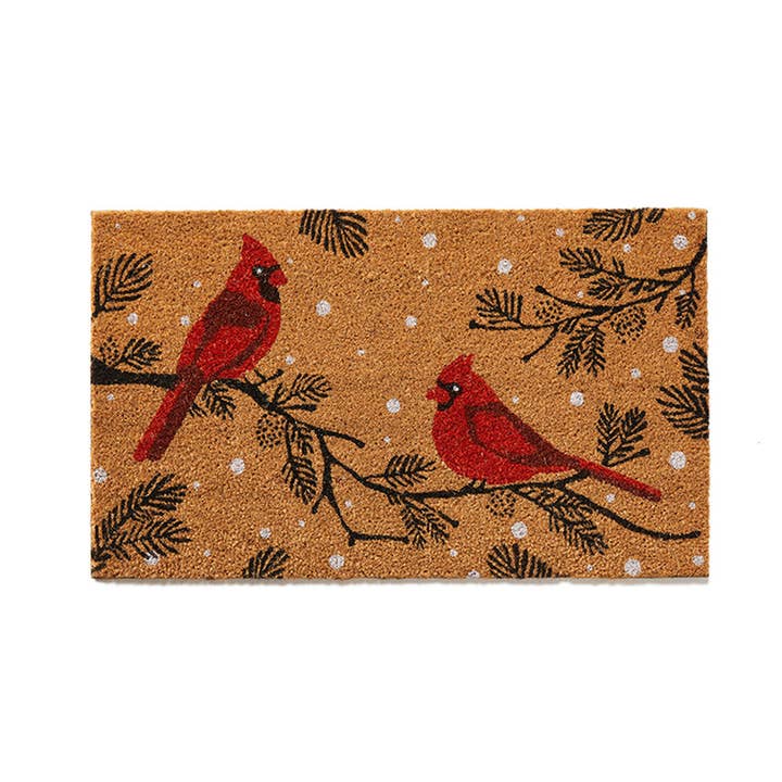 SERRV International - Wholesale Door Mat - Winter Cardinals Coconut Fiber Welcome Mat
