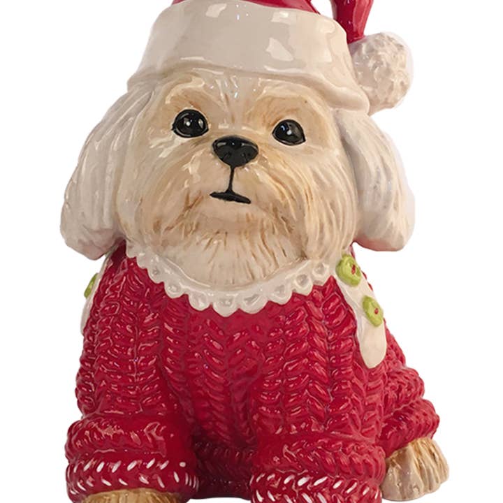 Blue Sky Clayworks - Wholesale Decorative Figurine - HANNAH MALTESE HOLIDAY FIGURINE