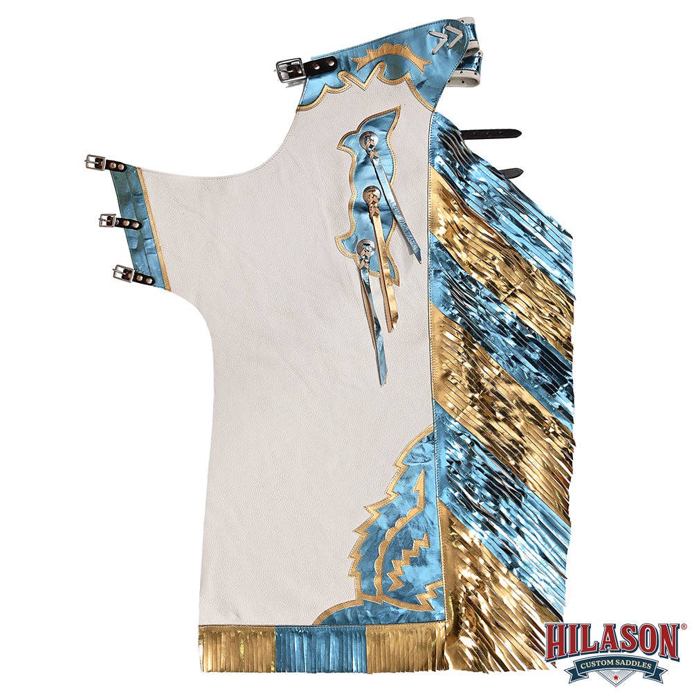 HILASON - Wholesale Horseback Riding Gear - HILASON Western Horse Bull Riding Safety Leather Protective Vest & Rodeo Chaps Combo4