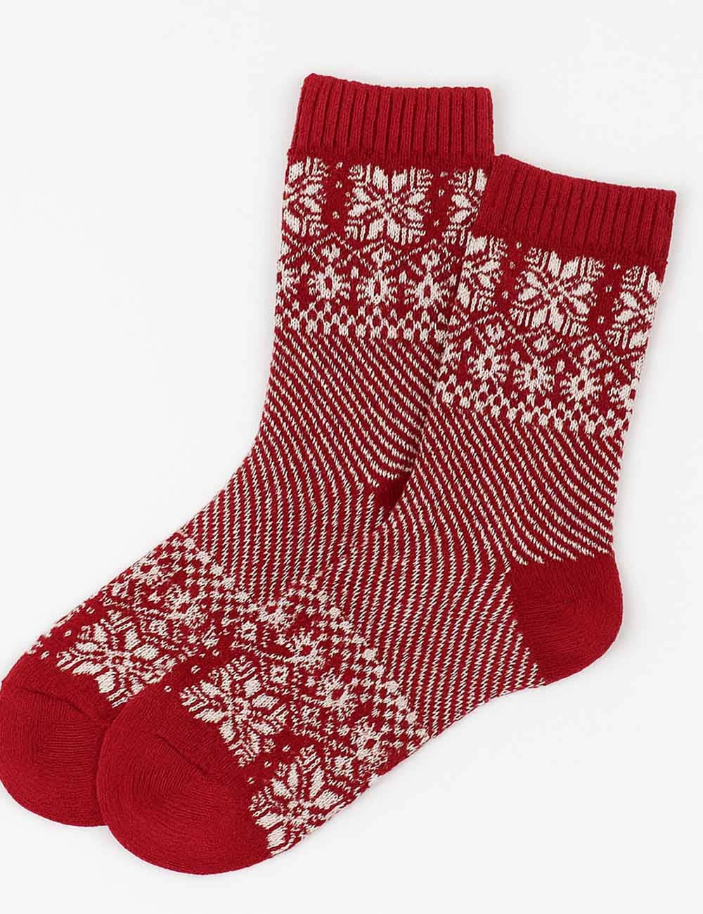 Sweetkama - Vente Chaussettes – femme - Chaussettes mi-mollet en tricot Fair Isle chaudes d'hiver de Noël pour femmes4