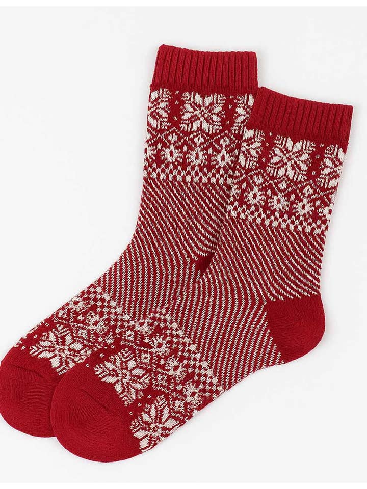 Sweetkama - Vente Chaussettes – femme - Chaussettes mi-mollet en tricot Fair Isle chaudes d'hiver de Noël pour femmes4