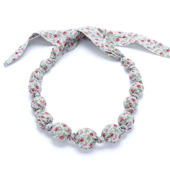 Little Girls Beaded Necklace- Field Flowers Print for wholesale by Peppercorn Kids