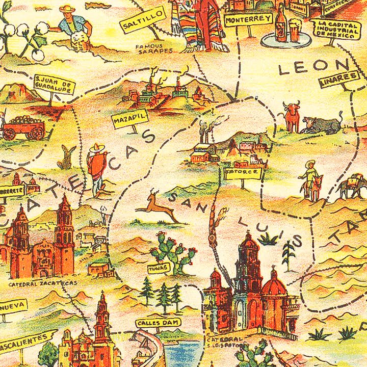 Ted's Vintage Art - Wholesale Map - Vintage Map of Mexico 19313
