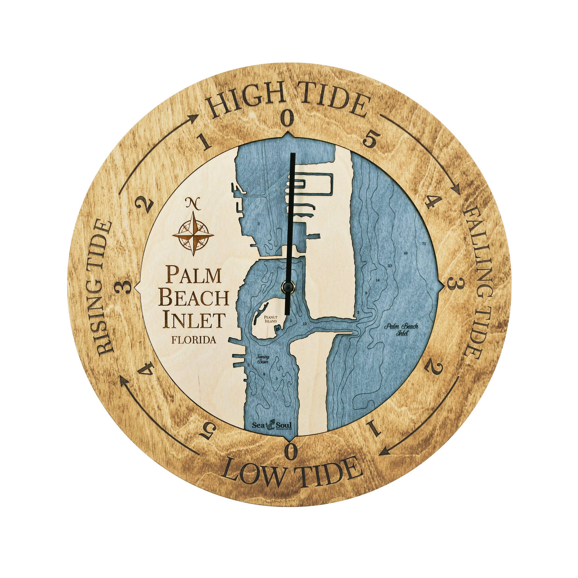 Sea & Soul Nautical Chart Art - Wholesale Wall Clock - Florida East Coast Nautical Chart Tide Clock-Many Locations120