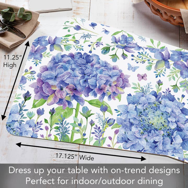 CounterArt/Highland Home/Thirstystone/CoasterStone - Wholesale Placemat - Beautiful Hydrangea Reversible Rectangular Plastic Placemat4