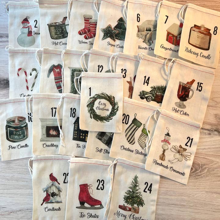 Kport Gift Company - Wholesale Advent Calendar - Cozy Advent Calendar Christmas Bags