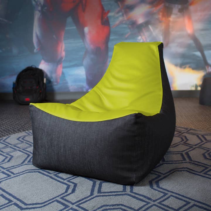 LuvU - Wholesale Chair - Jaxx Pixel Gamer Bean Bag Chair, Premium Vinyl / Dark Denim6