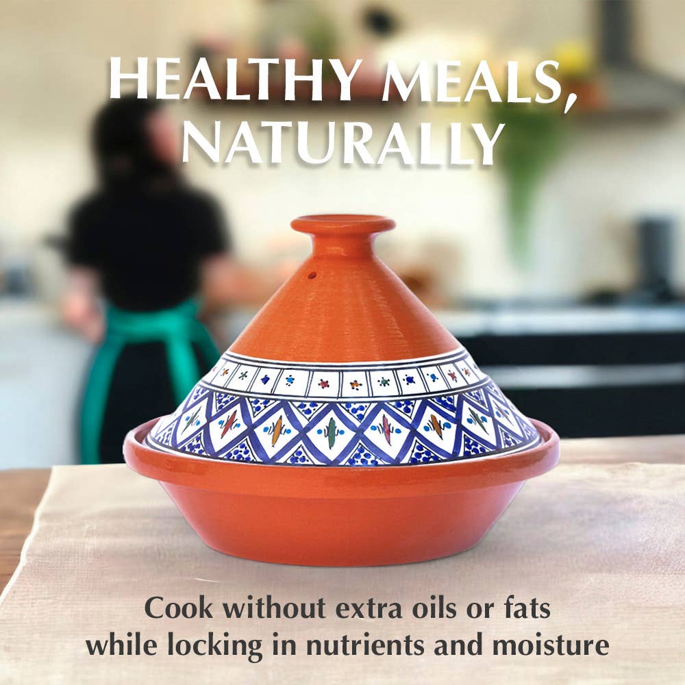 Kamsah - Wholesale Cooking Pot - Bohemian Classic Blue Medium Tagine Pot6