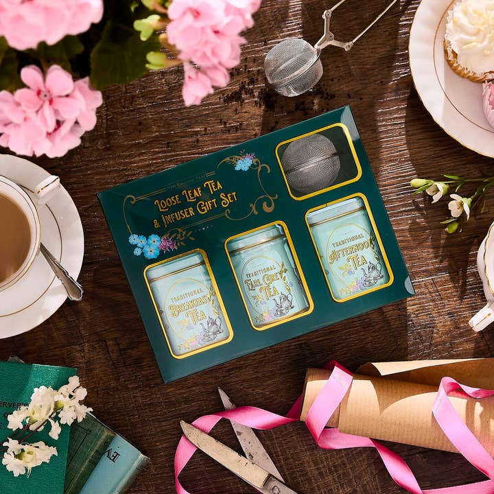 Vintage Victorian Mini Tea Tin & Infuser Gift Set for wholesale by mOrganics Beauty