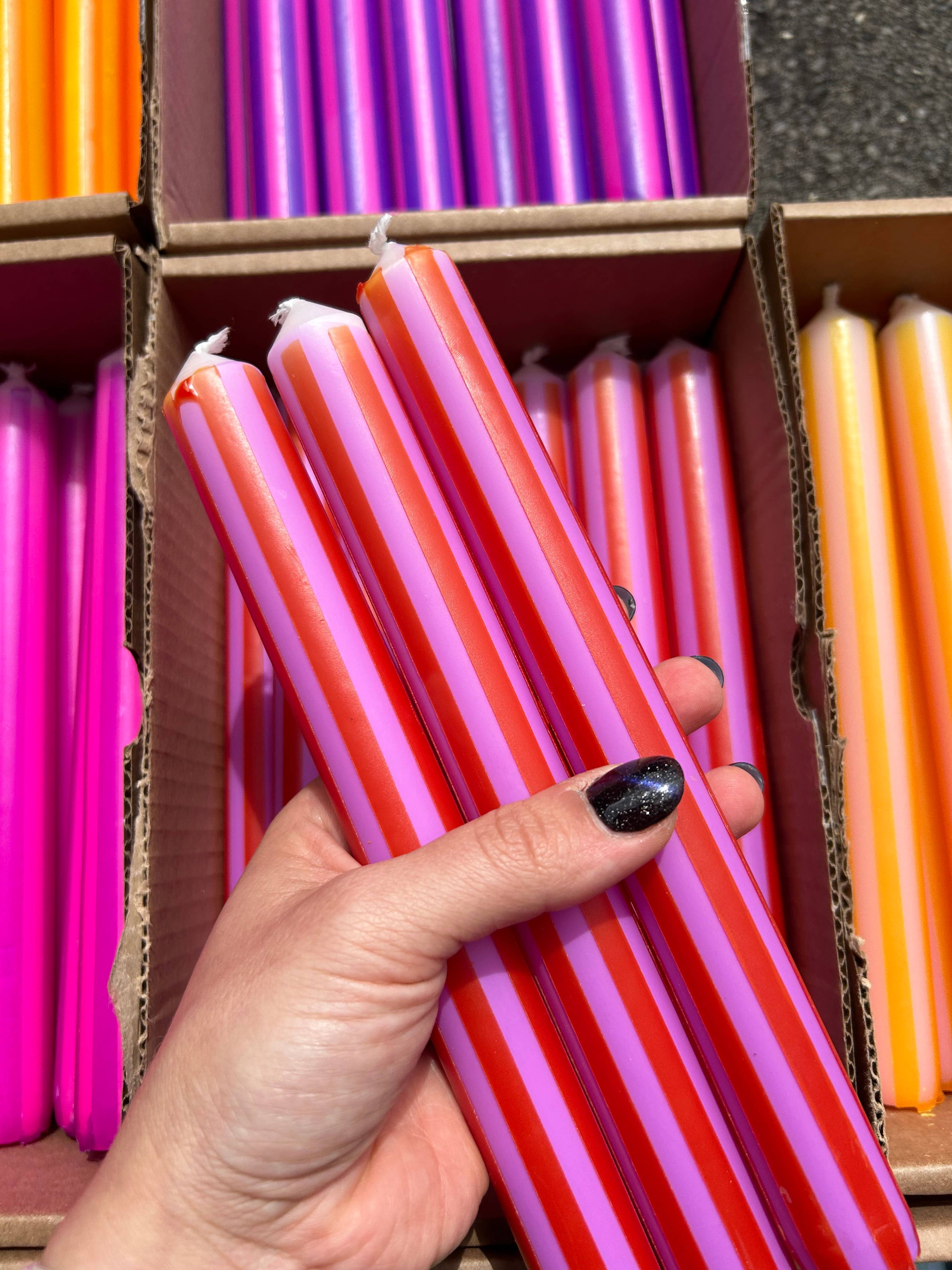 The Colour Emporium - Wholesale Tapered candle/candlestick - Pinstripe Candle individual8