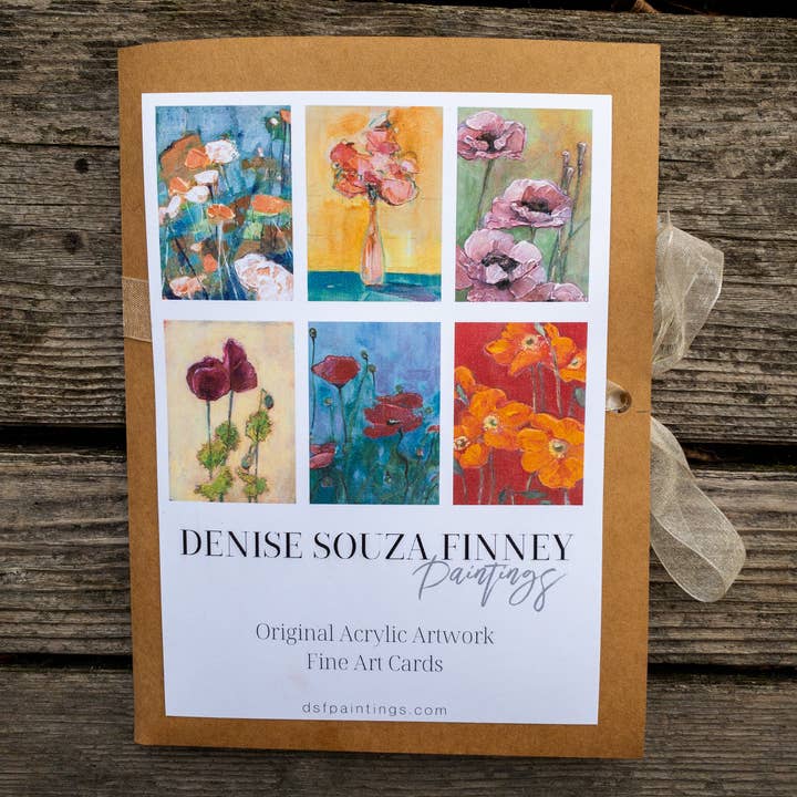 Six Different Poppy Paintings 5x7 Greeting Card Gift Set for wholesale by Denise Souza Finney Paintings