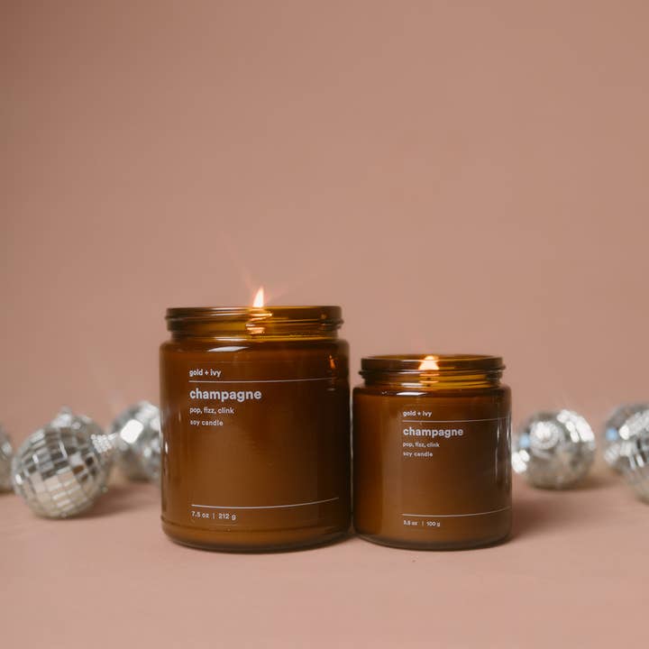 gold + ivy - Wholesale Jar/Filled Candle - champagne soy candle - strawberry vanilla