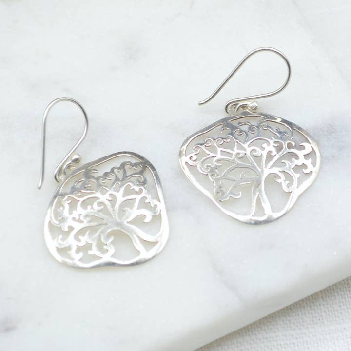 Tree of Life Silver Earrings for wholesale by Didi Bahini Fair Trade