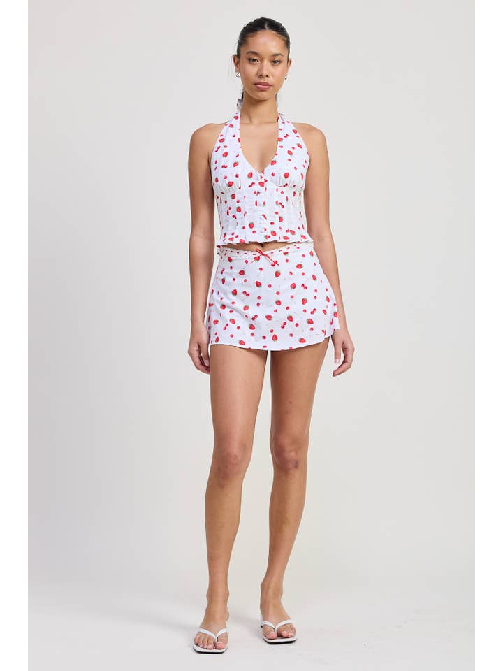 POPLIN PRINT PLEATED HALTER NECK TOP for wholesale on Faire
