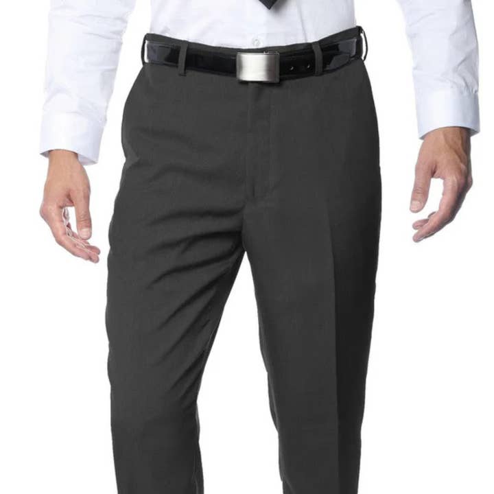 Pantalones formales y de negocios de ajuste regular de color carbón premium listos para tirantes para venta al por mayor de Ferrecci
