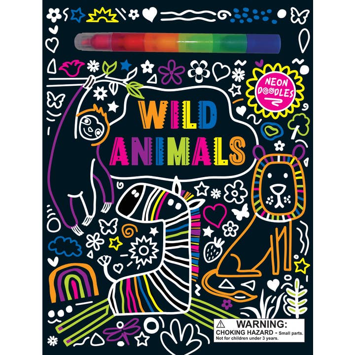 Neon Doodles Books - Wild Animals for wholesale by Buddy and Barney LLC