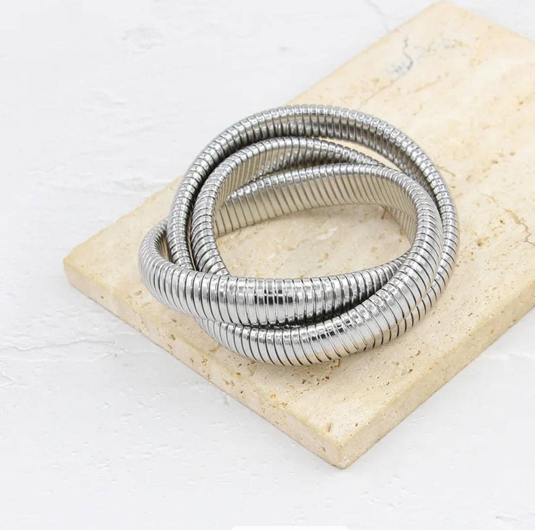 Greenwood Designs - Wholesale Link & Chain Bracelet - Flex Snake Chain Stretch Bracelet (Silver & Gold)8