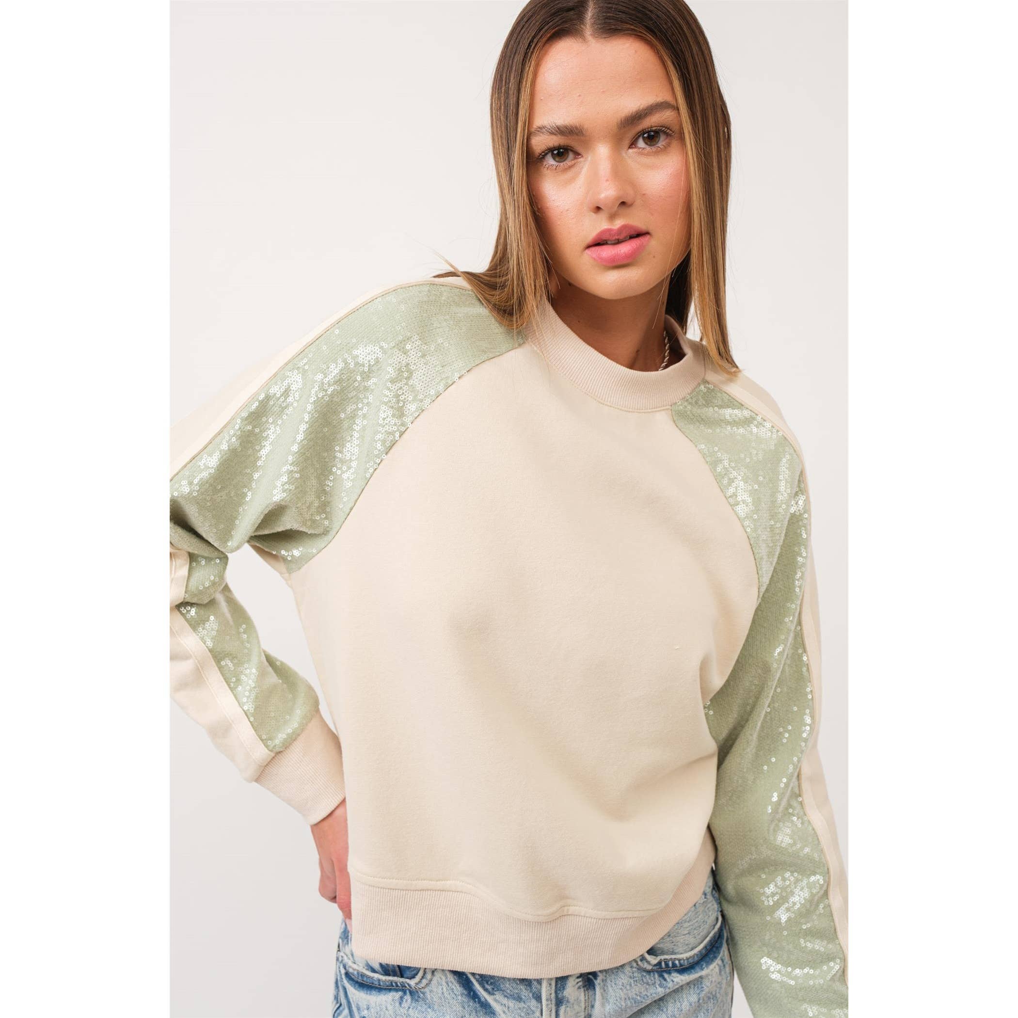 LT TAUPE Sequin Sweater for wholesale on Faire1